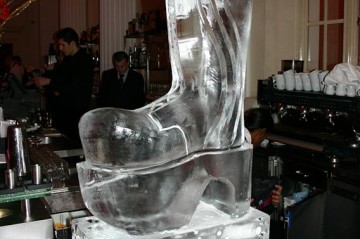 Glam Rock Boot Ice Sculpture Vodka Luge