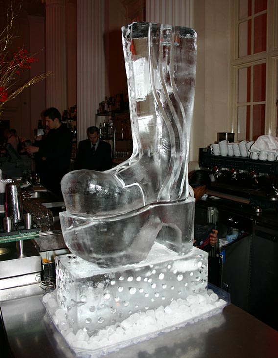 Glam Rock Boot Ice Sculpture Vodka Luge