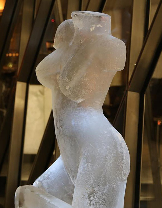 Female Torso Ice Sculpture with Vodka Luge