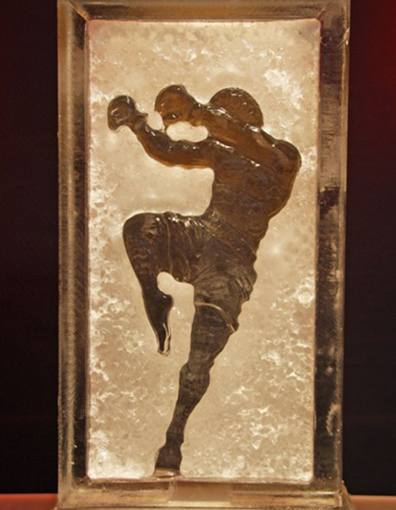 Kick Boxer Ice Sculpture Luge